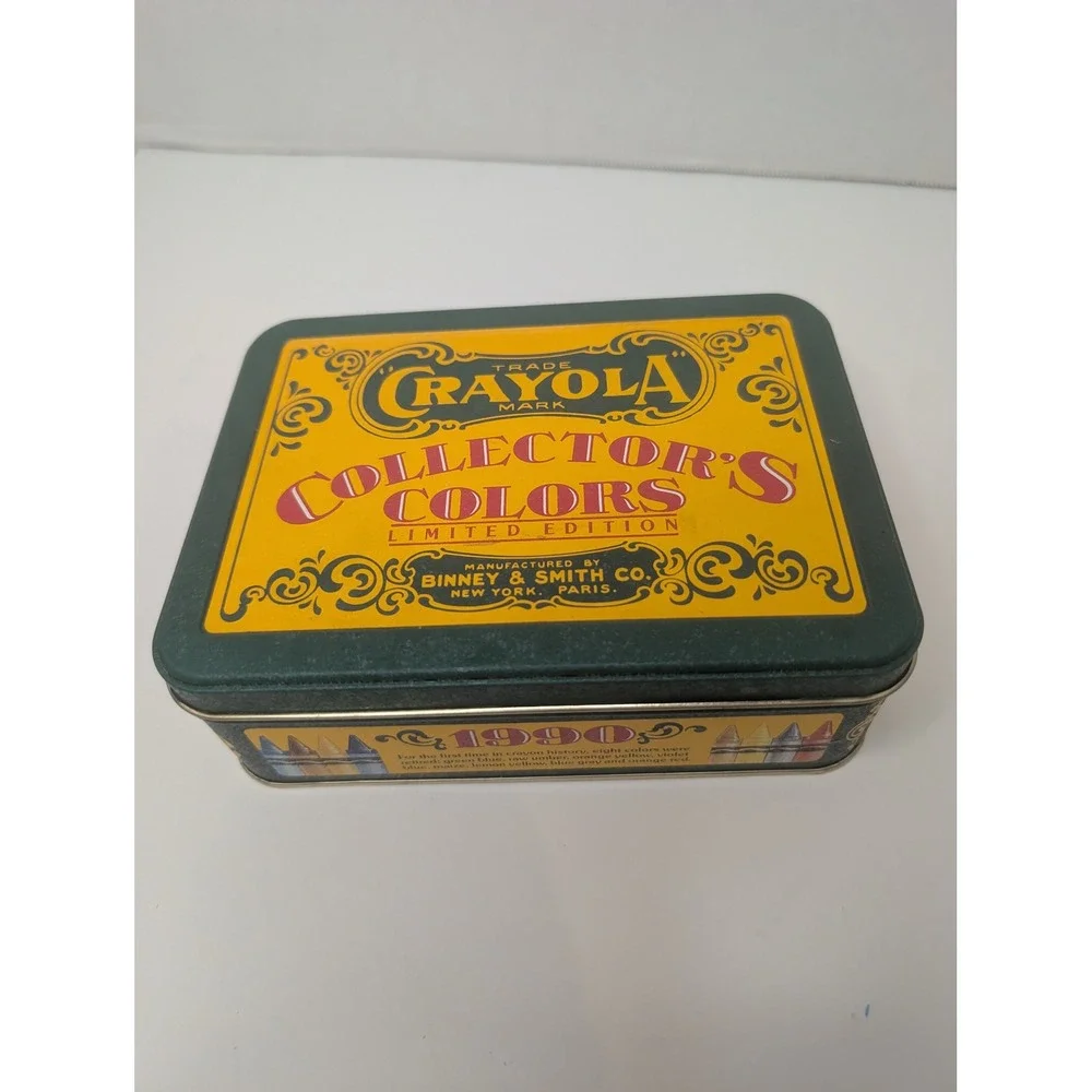 Vintage 1991 Crayola Collector's Colors Limited Edition Tin 64‎ Box & Retired 8
